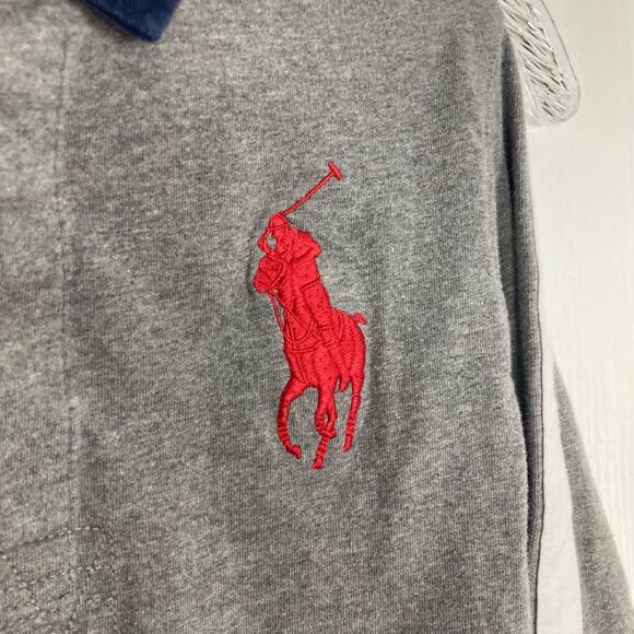 POLO RALPH LAUREN Polo Kids 7 Red Big Pony US Flag Rugby Long Sleeve Excellent - Picture 4 of 9